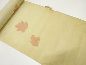 アンティーク　節紬　透かし織　花模様雨コート地反物